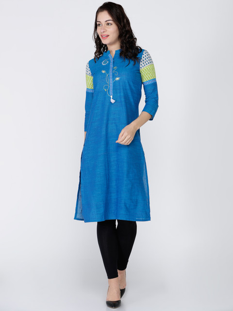 

Soch Women Blue Solid Straight Kurta