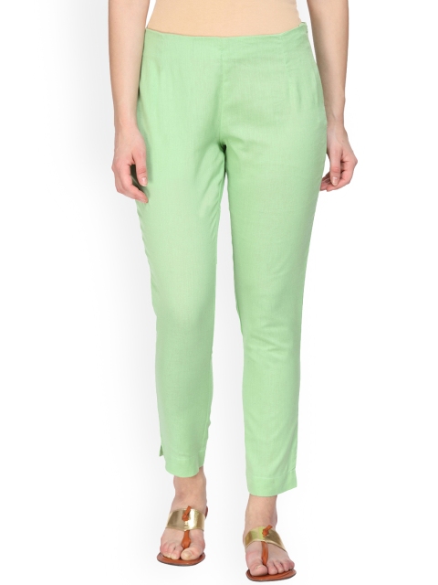 

Alena Women Sea Green Regular Fit Solid Cigarette Trousers