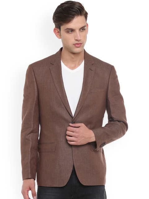 

Linen Club Men Brown Solid Single-Breasted Regular-Fit Blazer