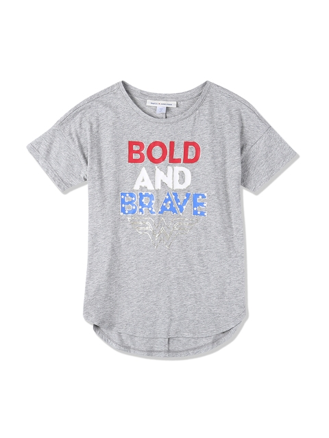 

GAP Girls Grey Printed Round Neck T-shirt