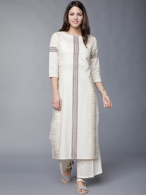 

Vishudh Women Off-White Printed Kurta with Palazzos