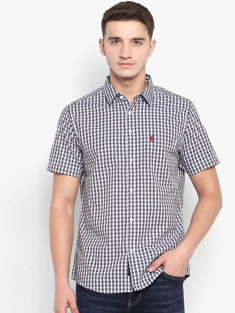 

Red Tape Men White & Blue Regular Fit Checked Casual Shirt