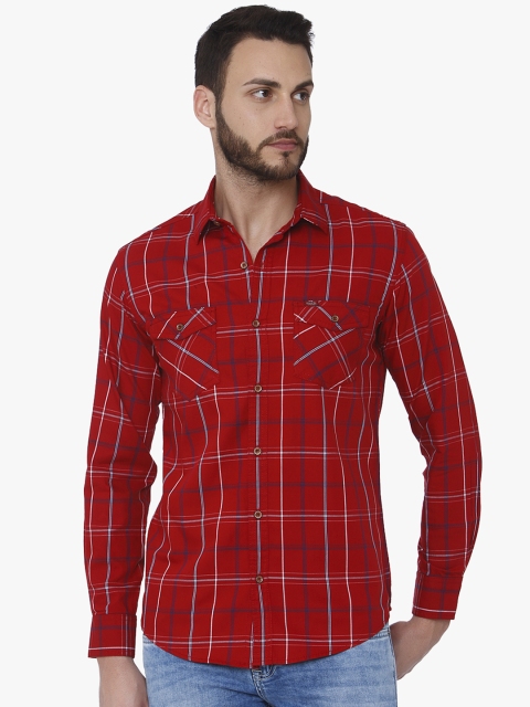 

Mufti Men Red Slim Fit Checked Casual Shirt