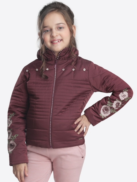 

CUTECUMBER Girls Maroon Solid Padded Jacket