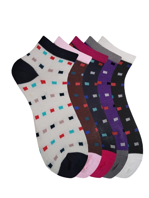 

Fontana Unisex Pack of 5 Patterned Ankle-Length Socks, Multi