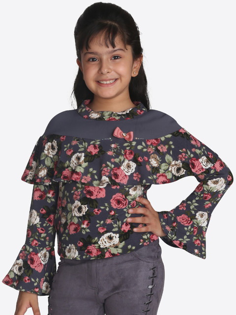 

CUTECUMBER Girls Blue Printed Top
