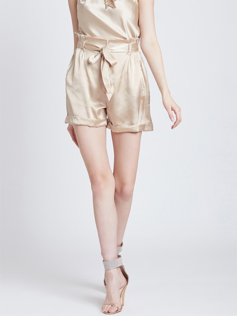 

MAGRE Women Gold-Toned Solid Loose Fit Regular Shorts