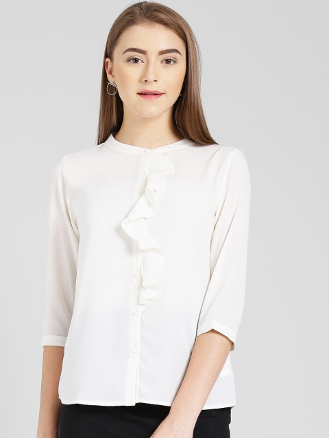 

Zink London Women Off-White Solid Shirt Style Top