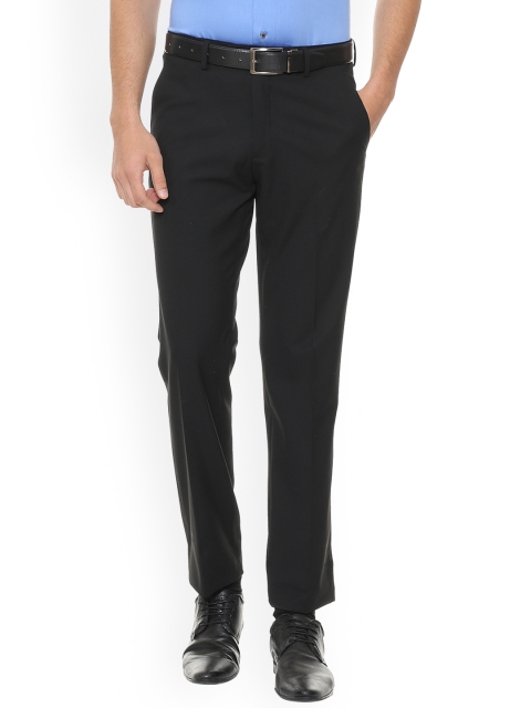 

Van Heusen Men Black Slim Fit Solid Formal Trousers