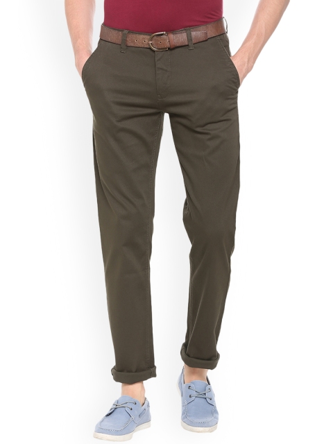 

Van Heusen Sport Men Olive Green Slim Fit Solid Chinos