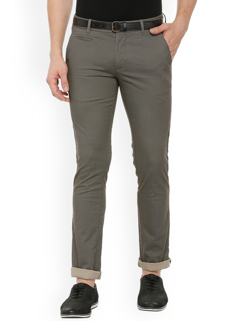 

V Dot Men Grey Slim Fit Solid Regular Trousers