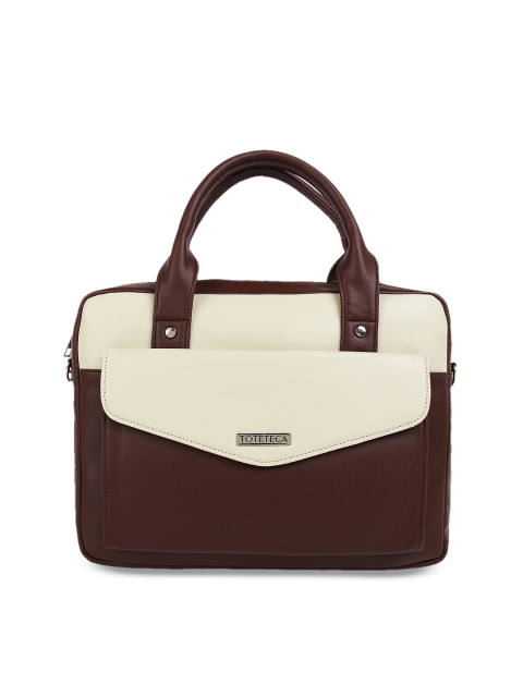 

Toteteca Women Brown & White Colourblocked Laptop Bag