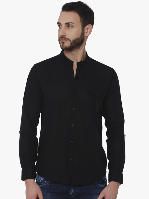

Mufti Men Black Slim Fit Solid Casual Shirt
