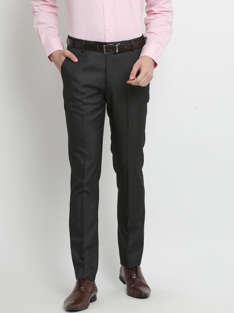

Crocodile Men Black Slim Fit Solid Formal Trousers