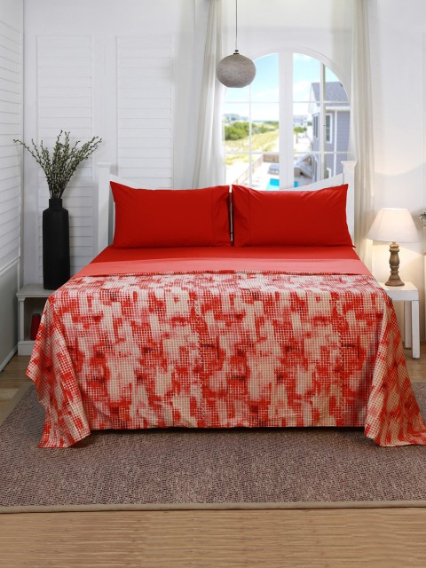 

MASPAR Red 210 TC Cotton 1 Double Bed Duvet Cover with 2 Pillow Covers