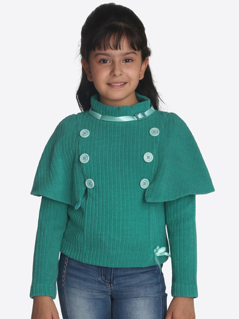 

CUTECUMBER Girls Green Self Design Top