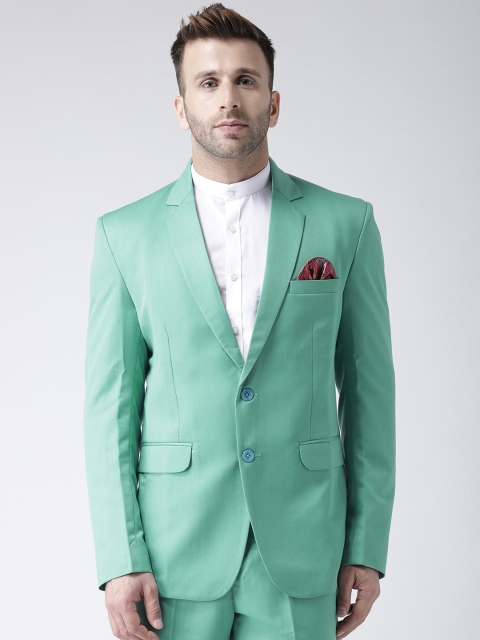 Hangup Men Green Solid Single-Breasted Casual Blazer