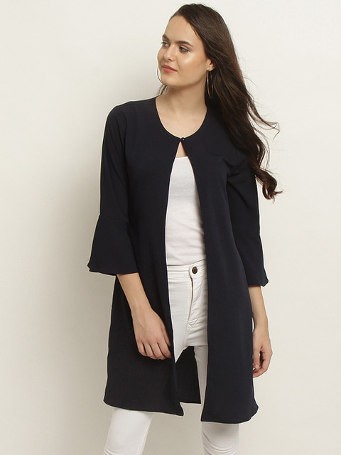 

Marie Claire Navy Blue Printed Open Front Shrug
