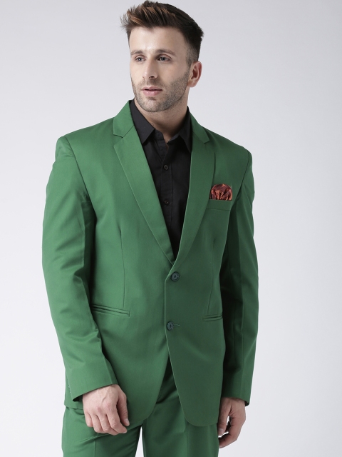

Hangup Men Green Solid Single-Breasted Casual Blazer
