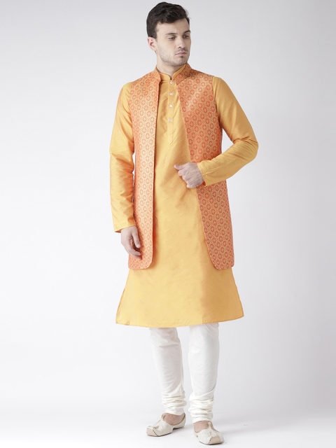 

KISAH Men Orange & Off-White Sherwani Set
