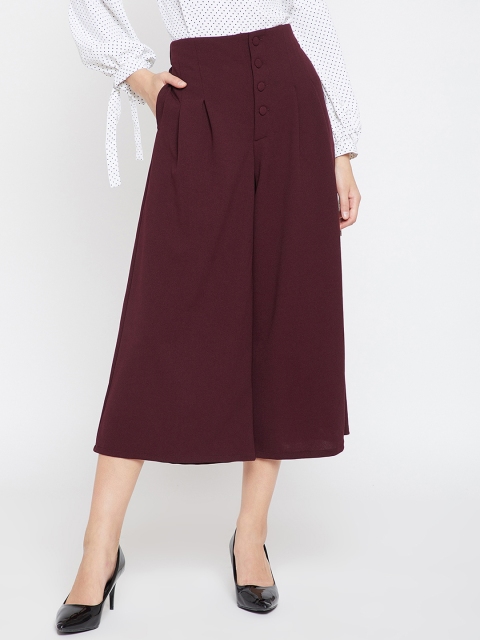 

Marie Claire Women Maroon Regular Fit Solid Culottes