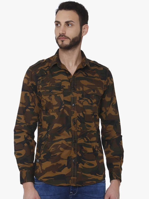 

Mufti Men Khaki & Brown Slim Fit Printed Casual Shirt