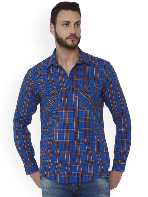 

Mufti Men Blue & Red Slim Fit Checked Casual Shirt