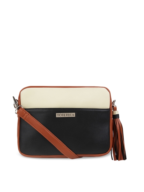 

Toteteca Black & Beige Colourblocked Sling Bag