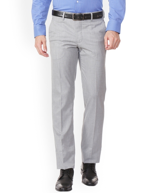 

Van Heusen Men Grey Slim Fit Self Design Formal Trousers