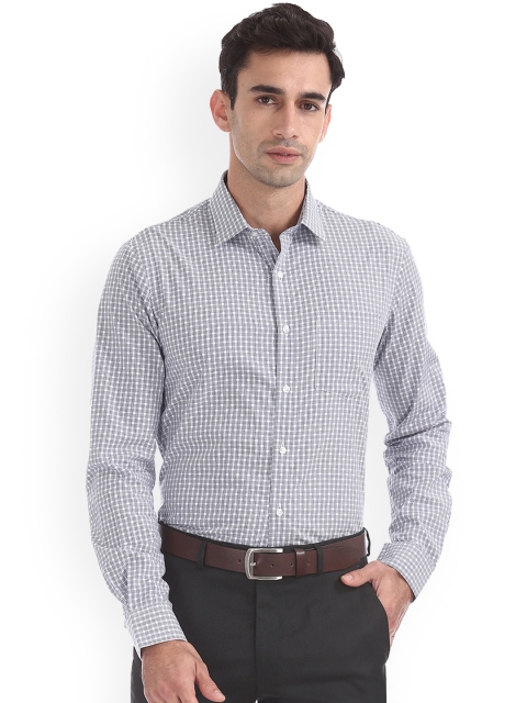 

Arrow Men White & Blue Slim Fit Checked Casual Shirt