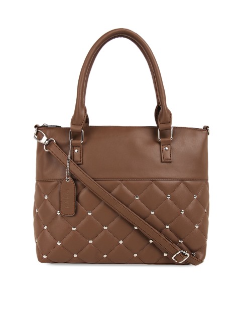 

Toteteca Brown Embellished Quilted Handheld Bag