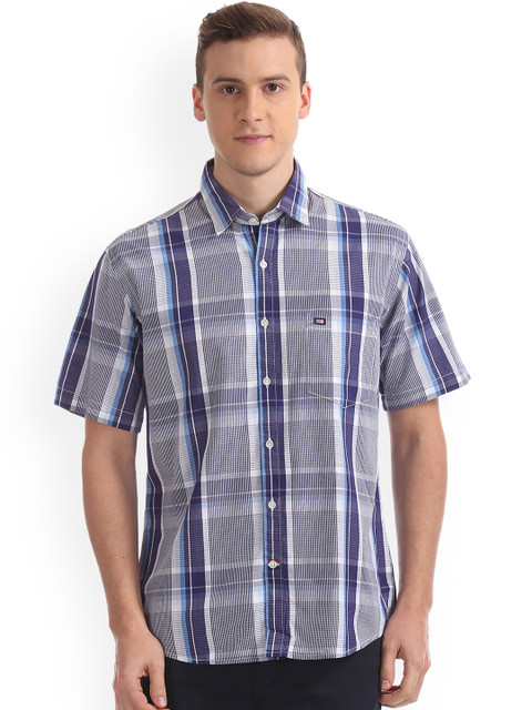 

Arrow Sport Men Blue & White Regular Fit Checked Casual Shirt