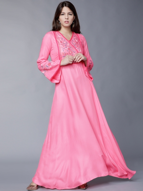 

Vishudh Women Pink Printed Maxi Dress