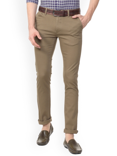

Van Heusen Men Beige Slim Fit Self Design Regular Trousers