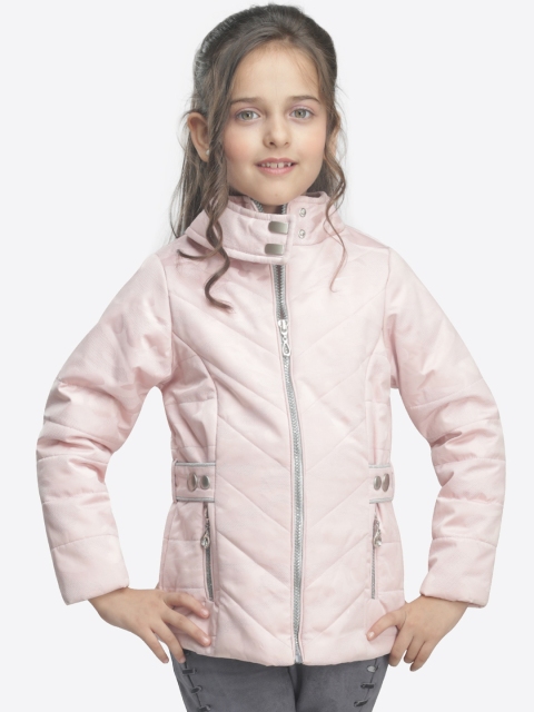 

CUTECUMBER Girls Peach-Coloured Solid Padded Jacket