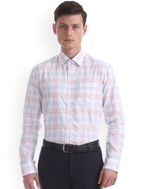 

Arrow Men White & Pink Slim Fit Checked Formal Shirt