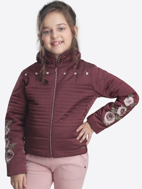 

CUTECUMBER Girls Maroon Solid Padded Jacket