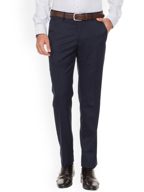 

Van Heusen Men Navy Blue Slim Fit Solid Formal Trousers