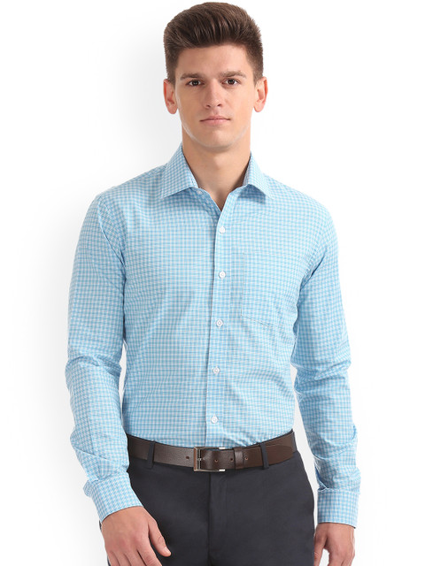 

Arrow Men Blue Slim Fit Checked Formal Shirt