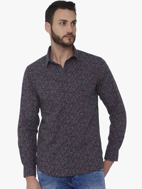 

Mufti Men Grey & Pink Slim Fit Printed Casual Shirt