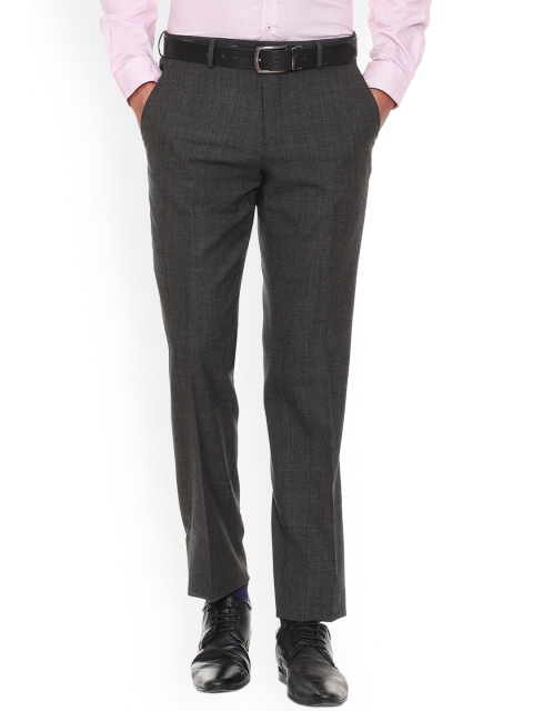 

Van Heusen Men Grey Smart Slim Fit Self Design Formal Trousers