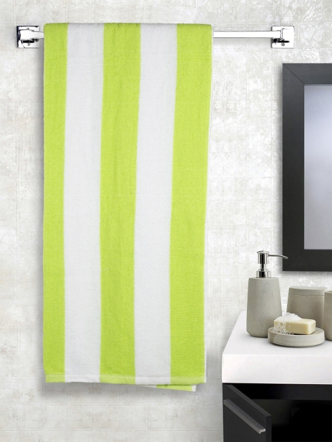 

Turkish Bath Unisex Green & White Striped Cotton Bath Towel