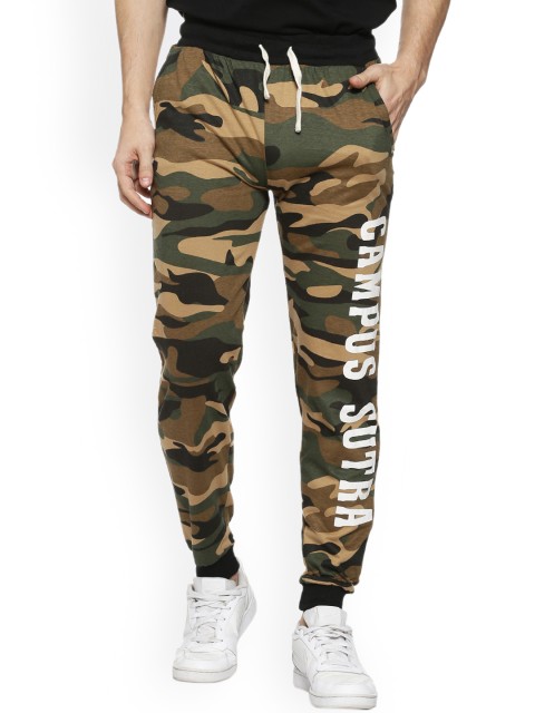 

Campus Sutra Men Green & Brown Camouflage Printed Joggers