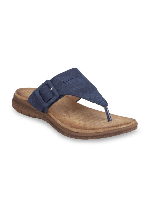 

Mode by Red Tape Women Navy Blue Solid Synthetic T-Strap Flats