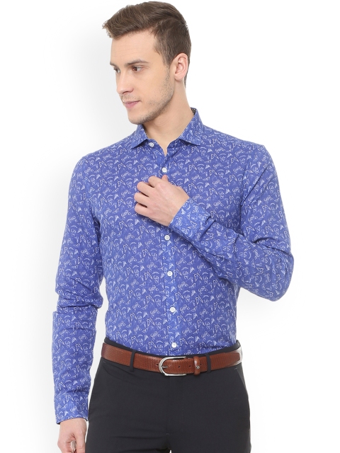 

SIMON CARTER LONDON Men Blue Slim Fit Printed Casual Shirt