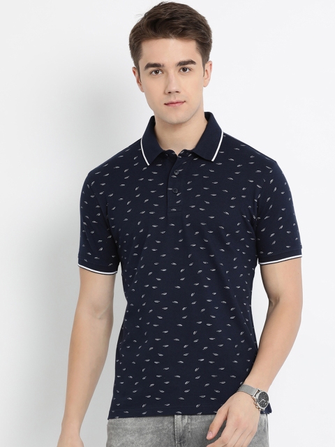 

Crocodile Men Navy Blue Printed Polo Collar T-shirt