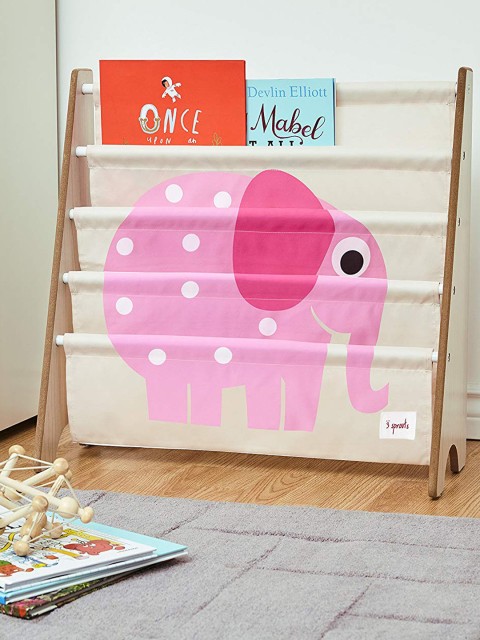 

3sprouts Unisex Pink & Cream-Coloured Printed Books Rack