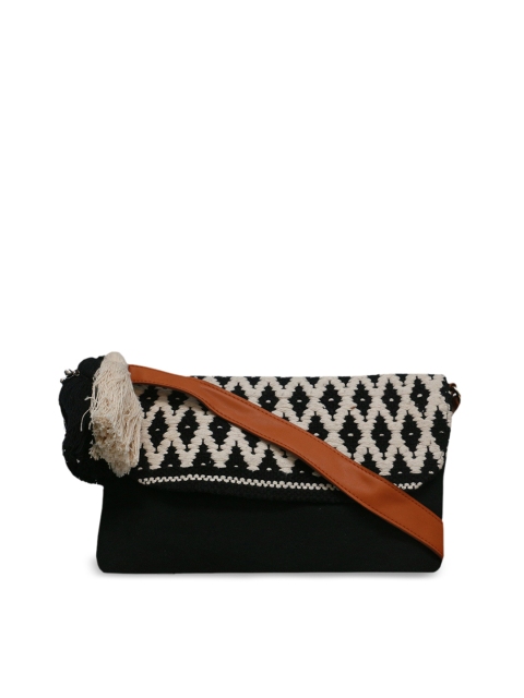 

Diwaah Black Handmade Zip Top Sling Bag