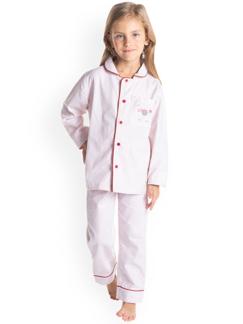 

Cherry Crumble Girls Pink Stripes Fun Quotient Nightsuit