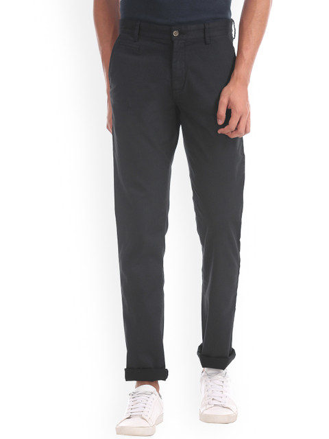 

Arrow Sport Men Black Slim Fit Self Design Regular Trousers